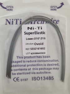 ARCO RECTANGULAR  NI-TI,  SUPERIOR E INFERIOR 0.16*0.16 - 0.16 * 0.22 - 0.17 * 0.25 - 0.18 * 0.25 - 0.19 * 0.25