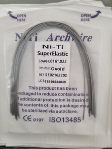 ARCO RECTANGULAR  NI-TI,  SUPERIOR E INFERIOR 0.16*0.16 - 0.16 * 0.22 - 0.17 * 0.25 - 0.18 * 0.25 - 0.19 * 0.25