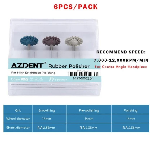 KIT CAUCHO DE PULIDO ESPIRAL  AZDENT